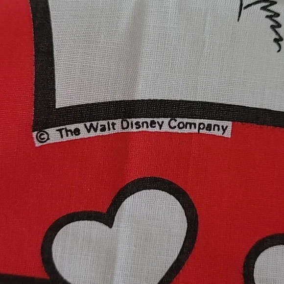 Vintg 80s Disney Bandana Scarf Woronowicz S River NJ RN16463 Mickey Mouse Hearts - Picture 5 of 8